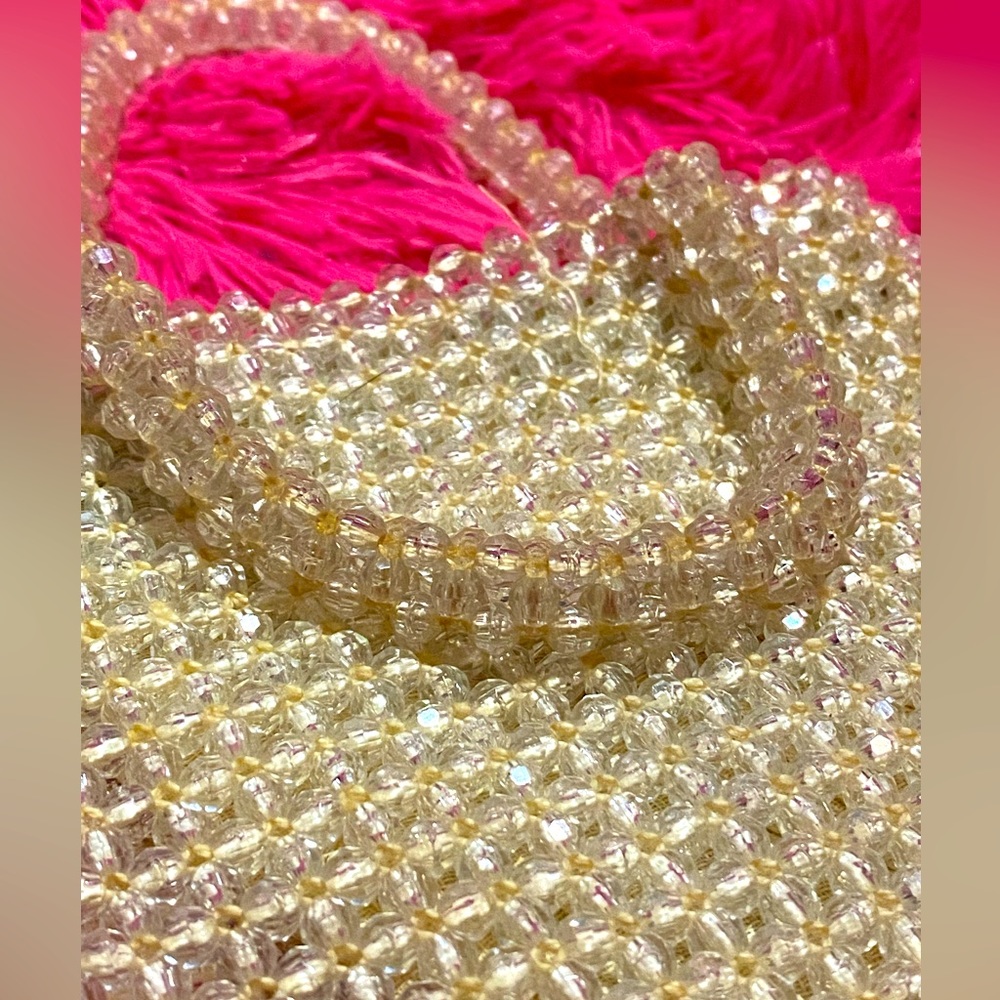 Mid 20th century evening bag clear glass beads Made in Italy for Alexanders